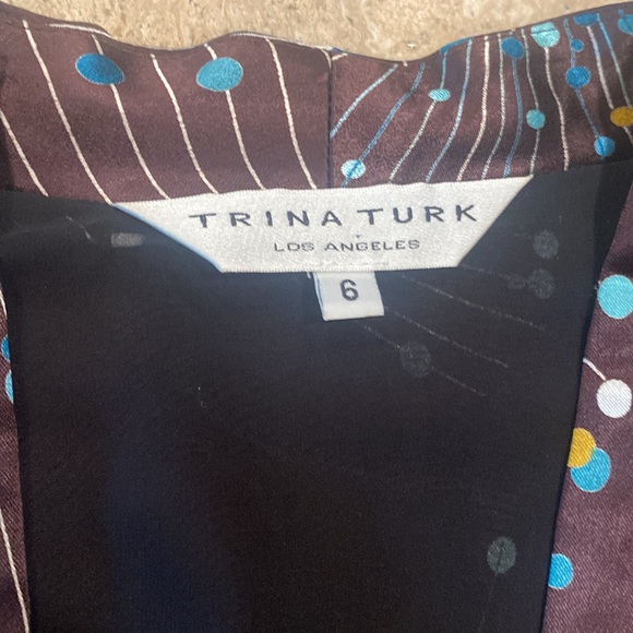 Trina Turk Dress Women’s Size 6 Brown Viscose Geometric Print Mini Long Sleeve - Picture 9 of 10
